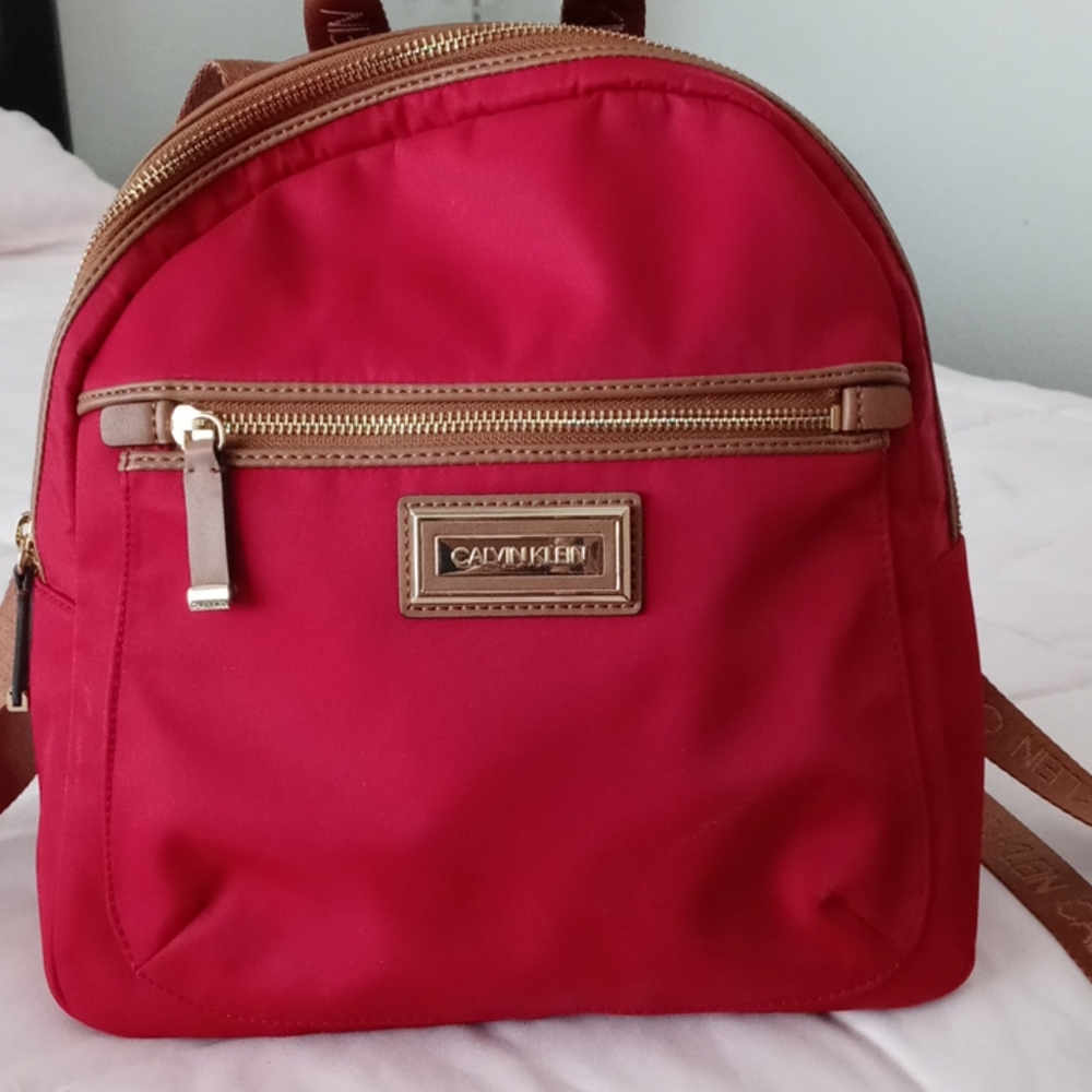 Calvin Klein red backpack purse